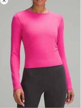 Lululemon Athletica All It Takes Nulu Sonic Pink Long Sleeve Side Ruching Sz 6